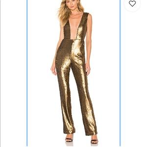 Revolve Gold Sequin Jumpsuit (Willa by NBD)